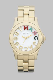 Marc By Marc Jacobs Multi-colored Crystal Accented Stainless Steel Watch/goldtone Ion-plated - Lyst