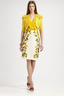 Oscar de la Renta Crocheted Silk Bolero - Lyst