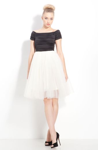 Alice + Olivia Ruched Off Shoulder Dress - Lyst
