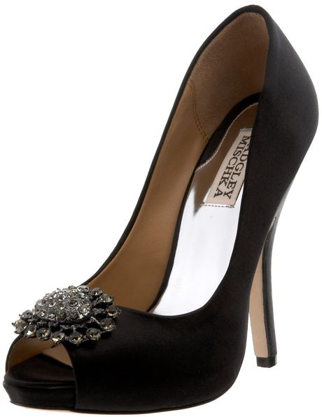 Badgley Mischka Womens Lissa Open Toe Pump in Black (black satin) - Lyst