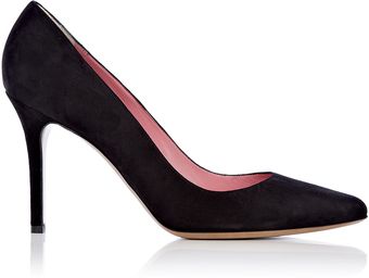  Black Marilyn Suede Court Shoe 