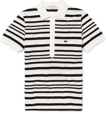  Irregular Stripe Cotton-piqué Polo Shirt 