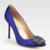Manolo Blahnik Hangisi Jewel Satin Pointtoe Pumps in Blue - Lyst