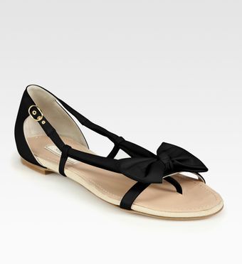  Leather Bow Thong Sandals 