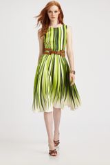 Oscar de la Renta Silk Palm Print Dress