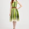 Oscar De La Renta Silk Palm Print Dress in Yellow (chartreuse) - Lyst
