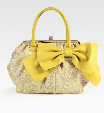 RED Valentino Daisy-print Canvas and Calfskin Bow Satchel - Lyst