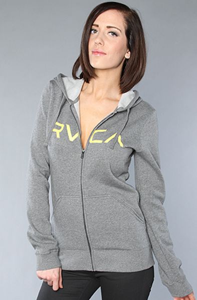 Rvca The Big Rvca Zip Hoody in Athletic Heather Gray in Gray - Lyst