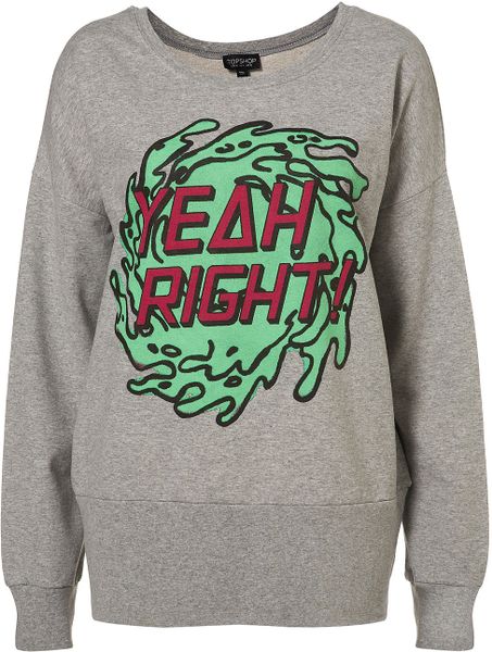 Topshop Yeah Right Sweat in Gray (grey marl) - Lyst