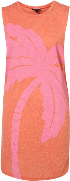 Topshop Puff Print Palm Tree Tunic in Orange (orange sorbe) - Lyst