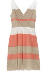 Alberta Ferretti Striped Silk-chiffon Wrap-effect Dress