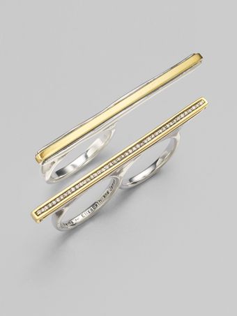 Elizabeth And James Diamond & Sterling Silver Double Ring - Lyst