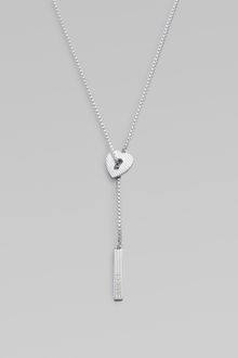 Gucci Sterling Silver Textured Heart Lariat Necklace - Lyst