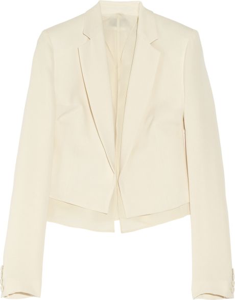 Joseph Denham Cropped SilkCrepe Blazer in Beige - Lyst