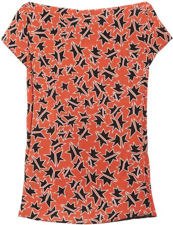  Printed Silk Crepe De Chine Top 