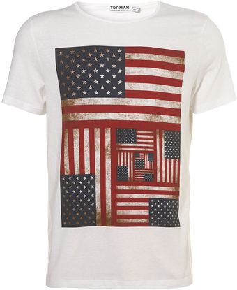 Topman White Multi Flag Crew T-shirt - Lyst