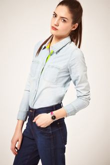 ASOS Collection Asos Denim Shirt with Neon Stitching - Lyst