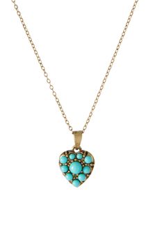 Cath Kidston Antique Brass Turquoise Heart Pendant Necklace - Lyst