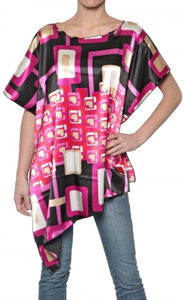 F&mme Asymmetrical Techno Satin Top in Purple (pink) - Lyst