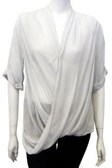 Helmut Lang Lush Voile Overlap Top in Zinc - Lyst