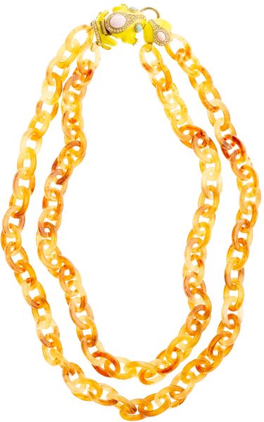 J.crew Doublestrand Resin Link Frog Necklace in Yellow (light citron) - Lyst