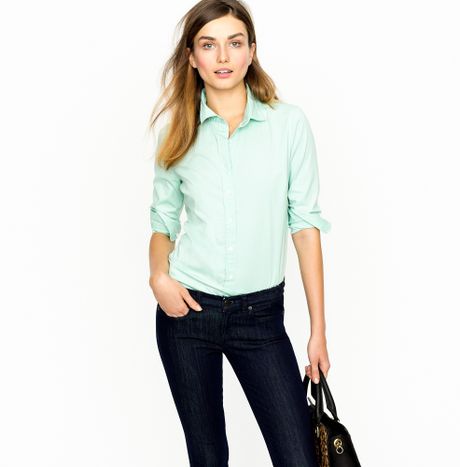 J.crew Threequarter Sleeve Stretch Perfect Shirt in Blue (misty aqua) - Lyst