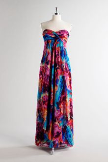 Laundry By Shelli Segal Ink Print Strapless Silk Dress - Lyst