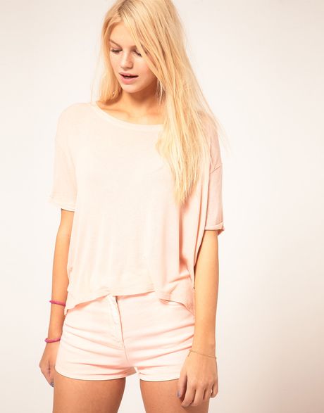 Asos Collection Asos Tshirt in Slouch Loose Knit in Beige (nude) - Lyst