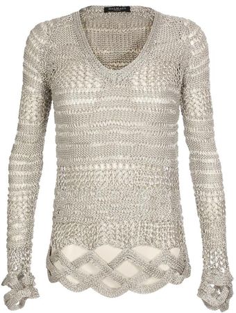 Balmain Metallic Knit Sweater with Braided Details - Lyst