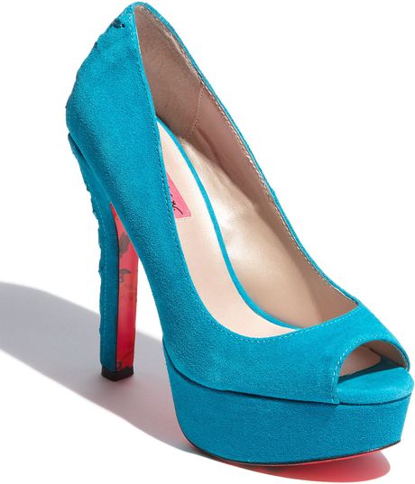Betsey Johnson Sita Pump in Blue (teal suede) - Lyst