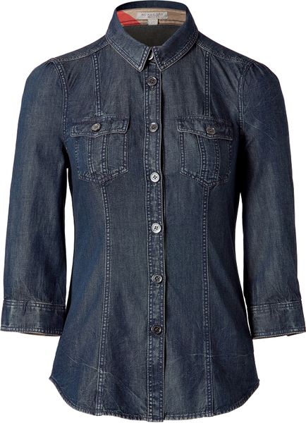 Burberry Brit Denim Button Down Top in Blue (denim) - Lyst