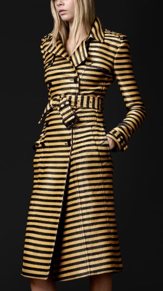 Burberry Prorsum Striped Jacquard Slim Trench Coat - Lyst