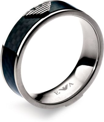 Emporio Armani Leather & Stainless Steel Ring - Lyst