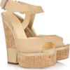 Giuseppe Zanotti Leather and Cork Platform Sandals in Gold - Lyst
