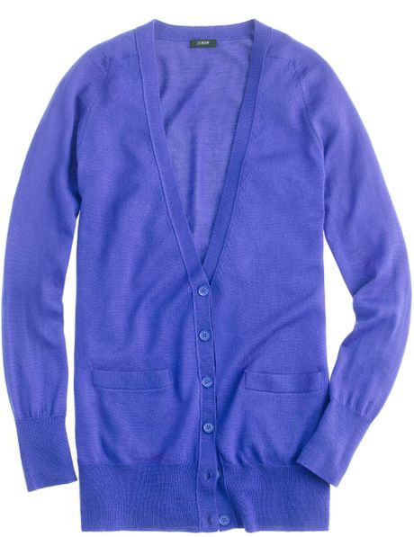 J.crew Classic Merino Cardigan in Blue (byzantine blue) - Lyst