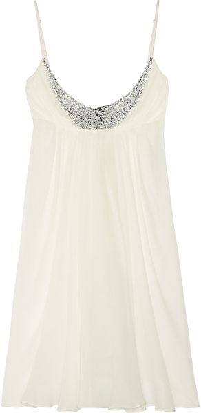 Jenny Packham Swarovski Crystalembellished Silkchiffon Chemise in White (ivory) - Lyst