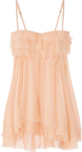 Jenny Packham Tiered Silkchiffon Chemise in Pink (rose) - Lyst