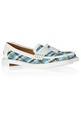 Rochas Leather-trimmed Raffia Moccasins