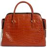 Michael Kors Satchel Embossed Croc in Red (tangerine) - Lyst