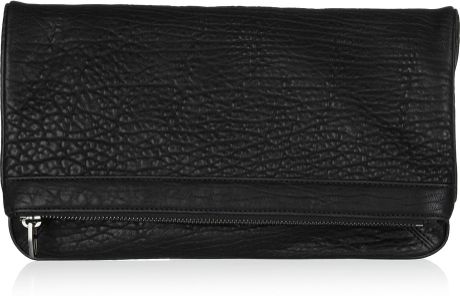 Alexander Wang Dumbo Foldover Leather Clutch in Black