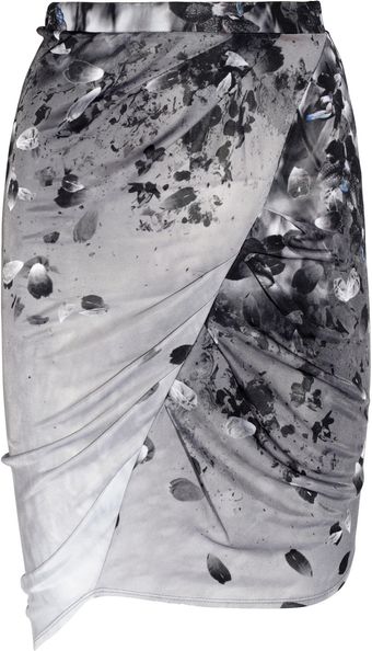 Aminaka Wilmont Printed Draped Satin-jersey Skirt - Lyst