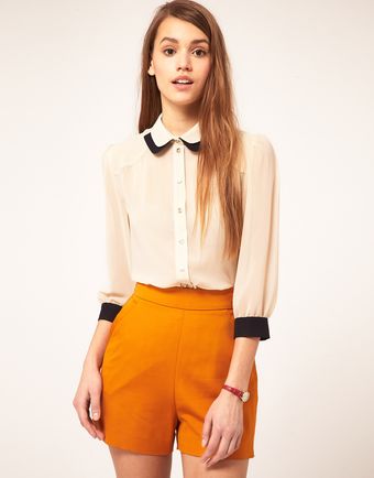  Asos Blouse with Double Collar 
