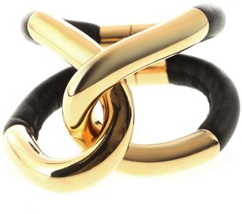 Balenciaga Twin Gold and Leather Bracelet - Lyst