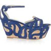 Etro Suedeappliquéd Wedge Sandals in Blue - Lyst