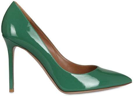 Valentino 100mm Patent Pointy Pumps in Green (emerald) - Lyst