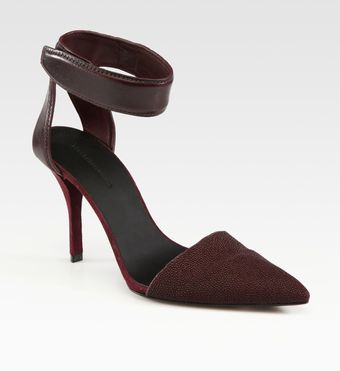 Alexander Wang Liya Leather, Suede and Rubberized Stingray Point Toe Pumps - Lyst