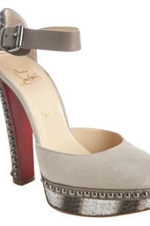 Christian Louboutin Peonia Leather and Snakeskin Luxuria Platform Studded Heels - Lyst
