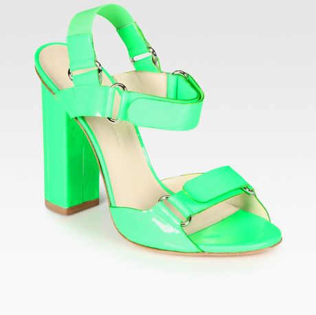 sandals green in  slingback Green  Slingback  Patent Sandals Leather Lyst Christopher Kane