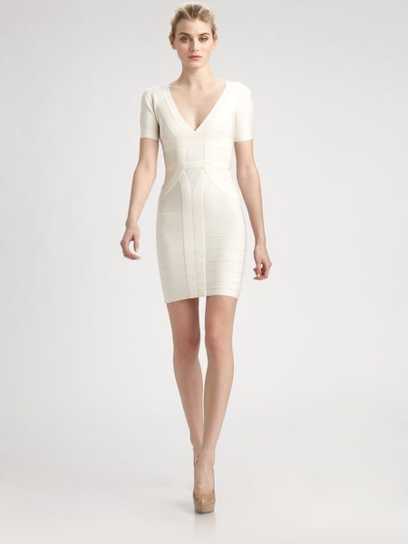 Hervé Léger Wynn Dress in White (black) - Lyst