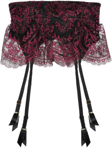 Agent Provocateur Dahlia Satin and Metallic Lace Waspie in Red - Lyst